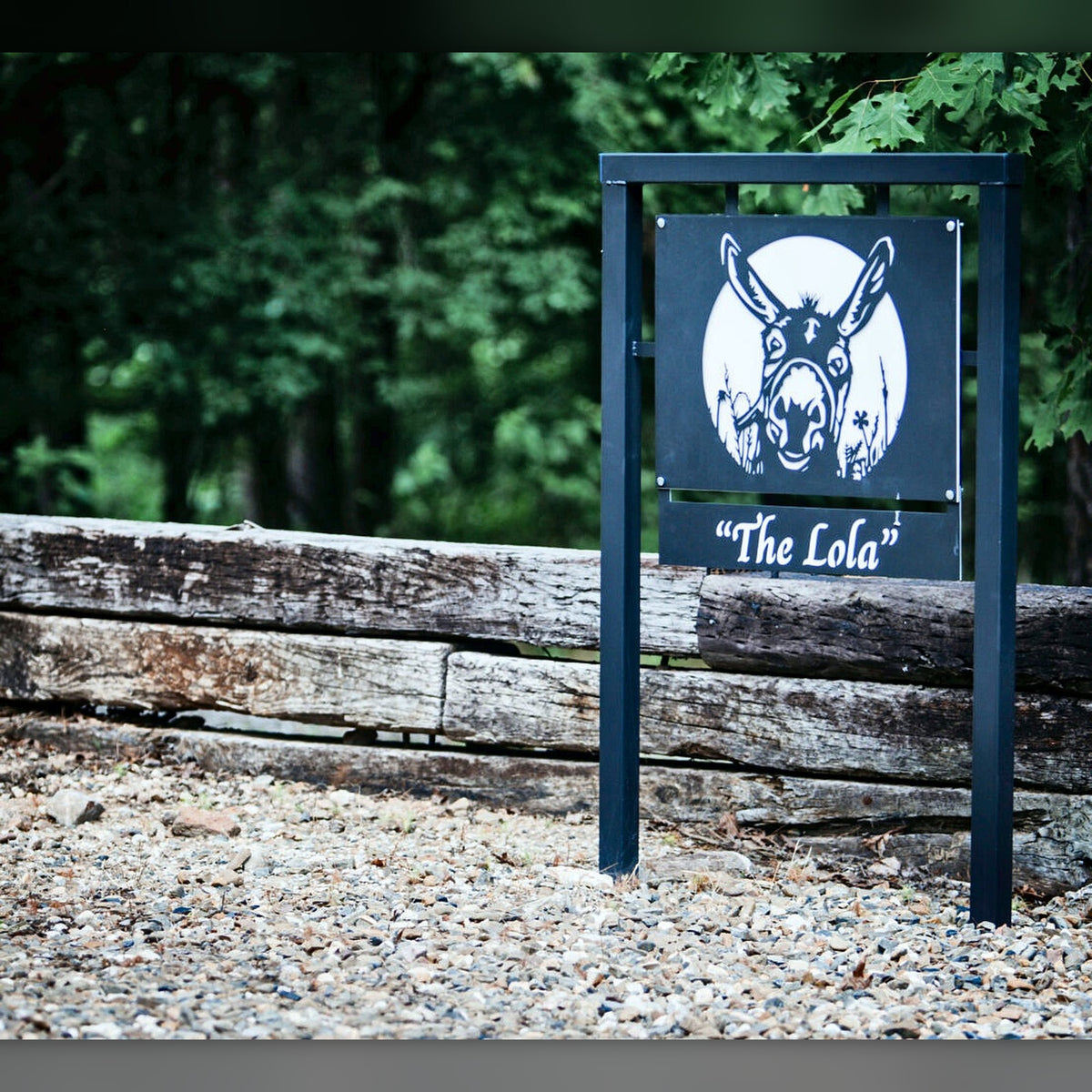 The Lola cabin road sign installed, Broken Bow area