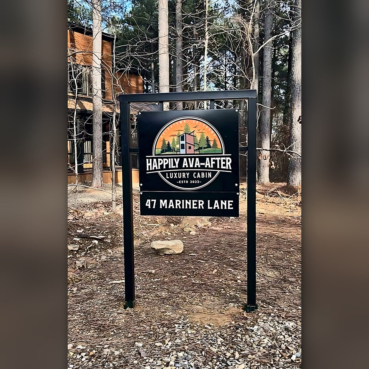 Happily Ava-After cabin road sign installed, Broken Bow area