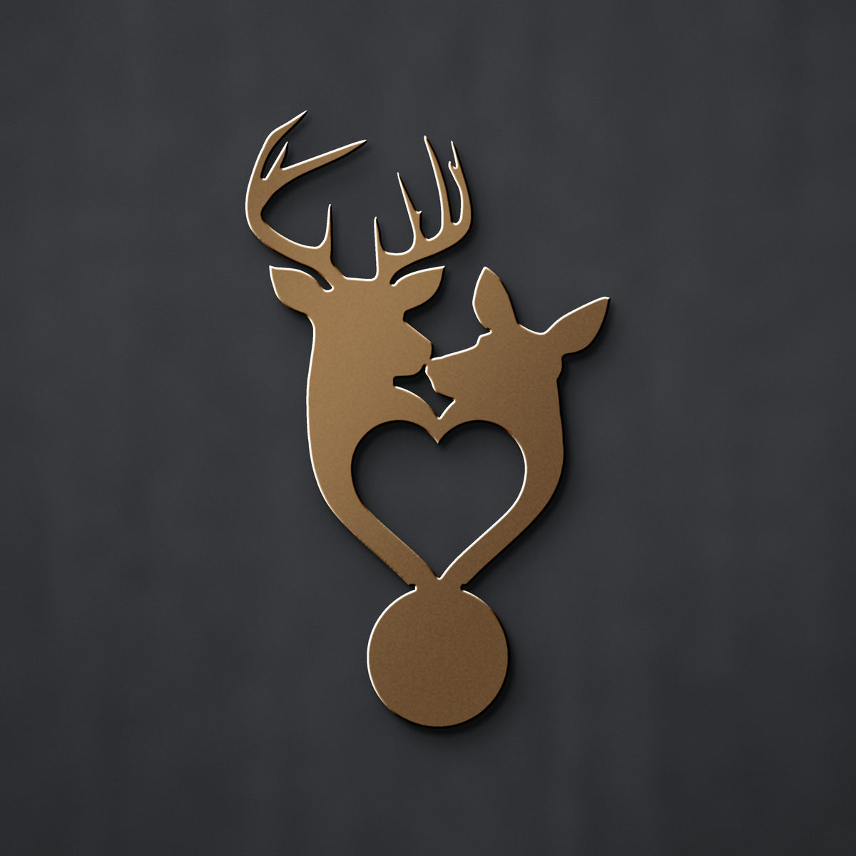 Buck & Doe Heart Metal Wall Art in bronze powder coat