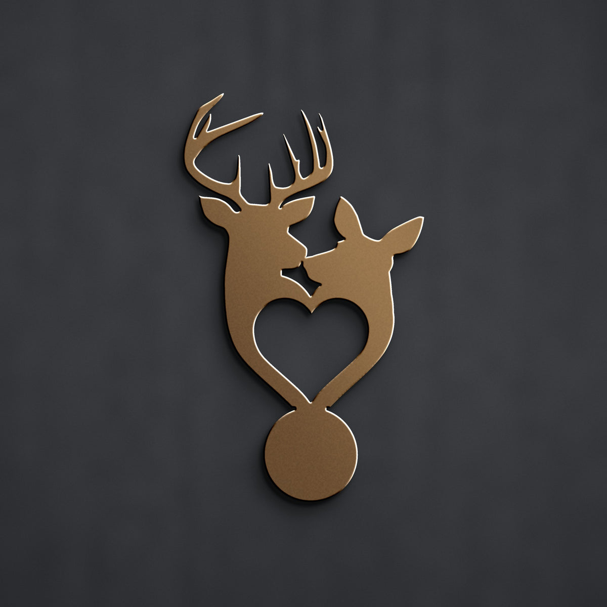 Buck & Doe Heart Metal Wall Art in bronze powder coat, alternate view