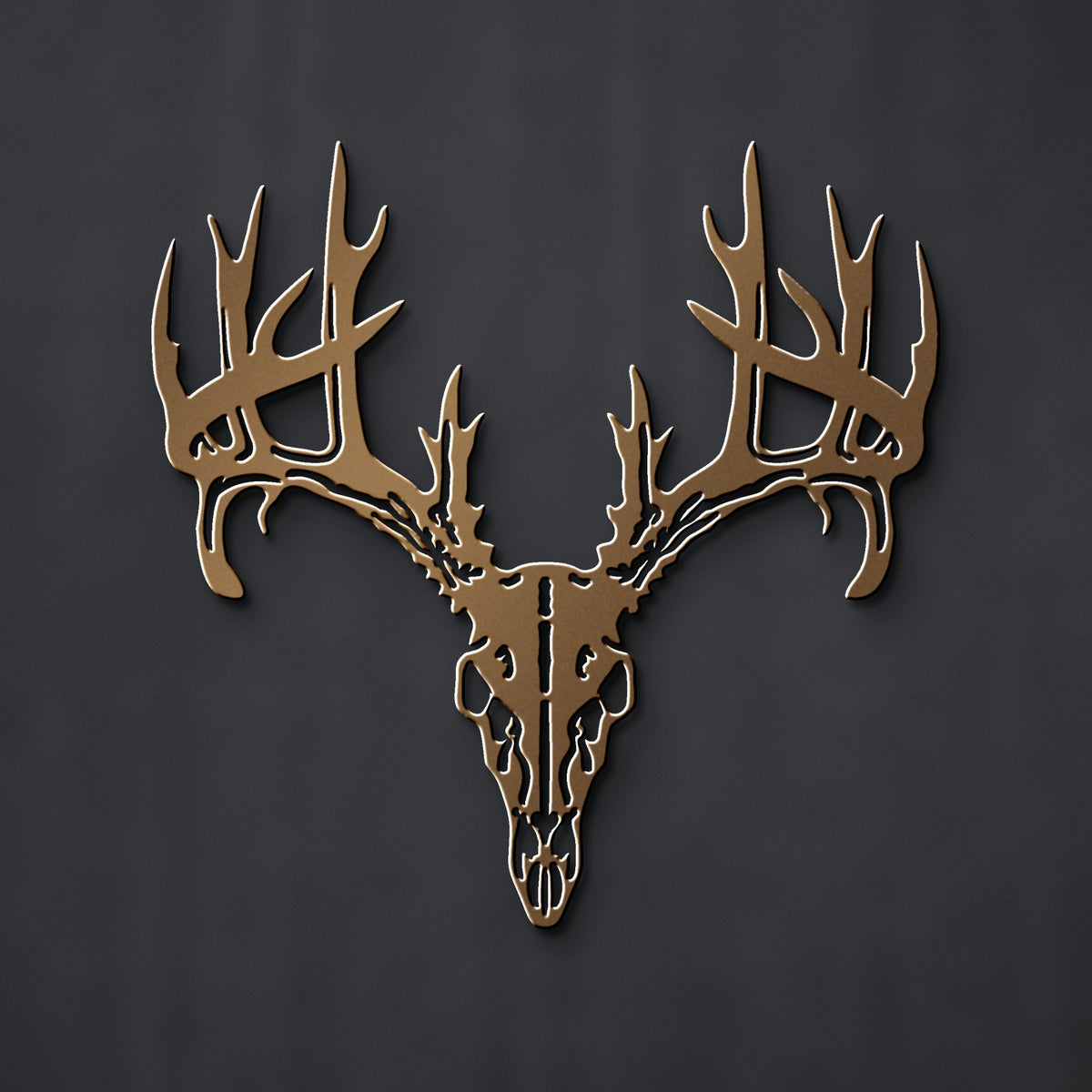 Deer Skull & Antlers Metal Wall Art in bronze powder coat