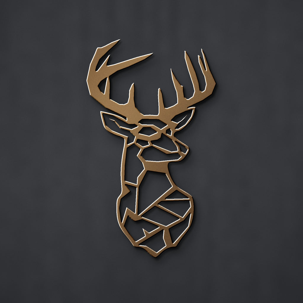 Geometric Buck Head Metal Wall Art in bronze powder coat