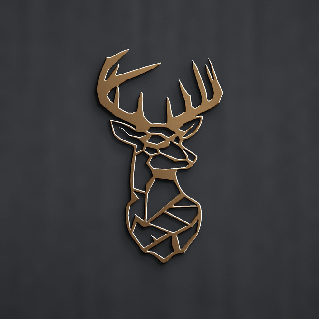 Geometric Buck Head Metal Wall Art in bronze powder coat, alternate view