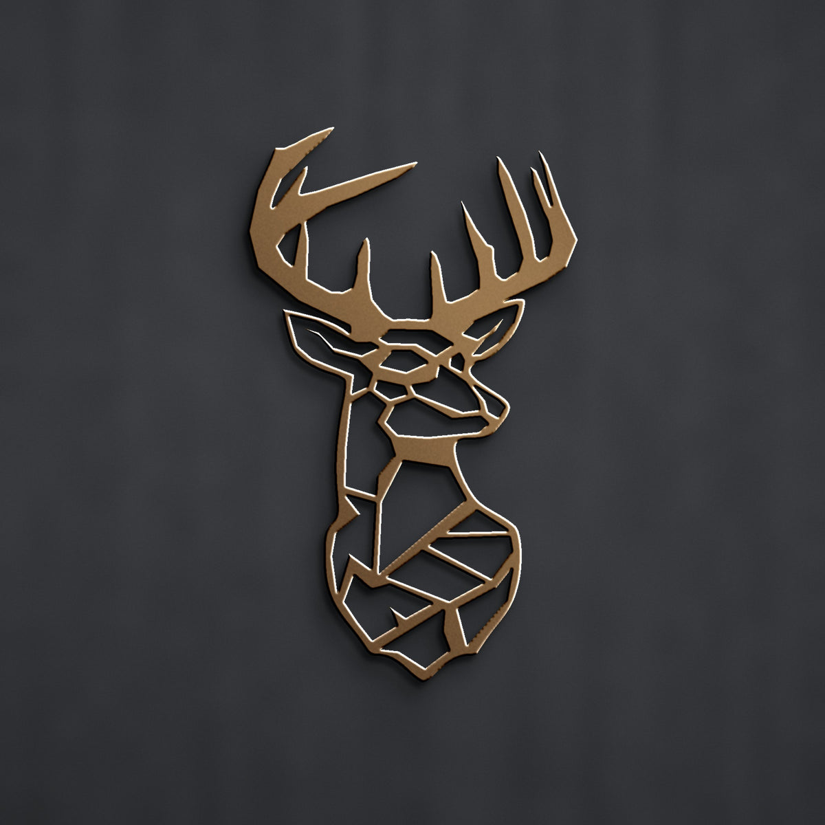 Geometric Buck Head Metal Wall Art in bronze powder coat, alternate view