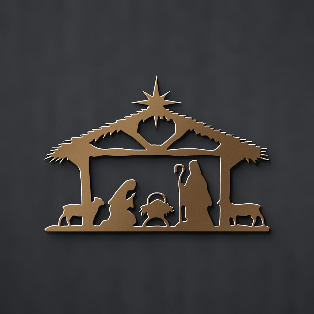 Nativity Scene Steel Silhouette: Wall or Yard in bronze powder coat