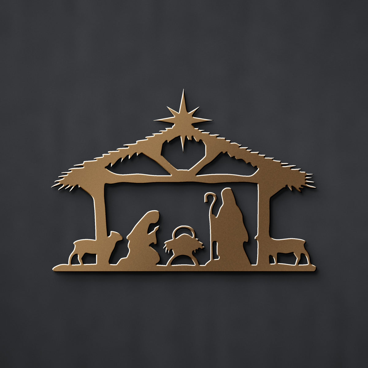 Nativity Scene Steel Silhouette: Wall or Yard in bronze powder coat