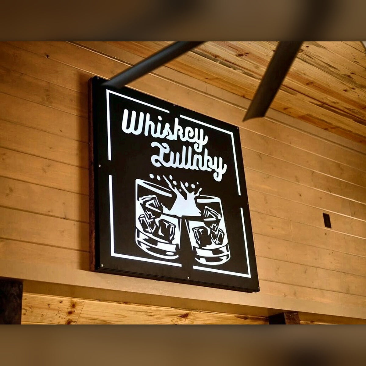 Whiskey Lullaby custom metal logo sign
