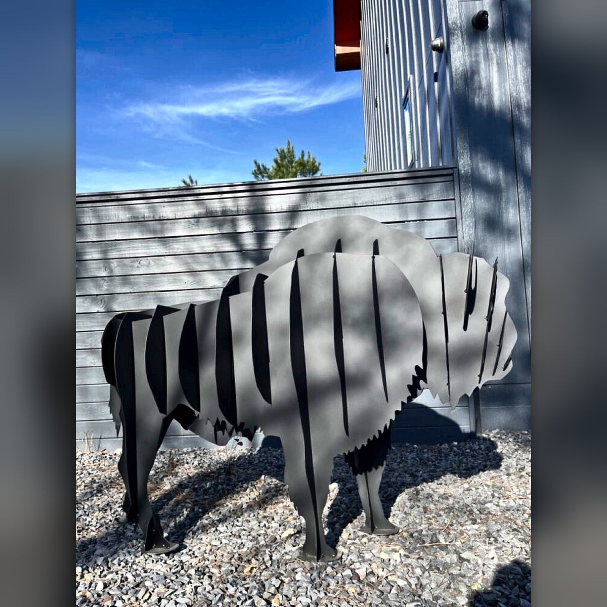 Custom steel bison sculpture