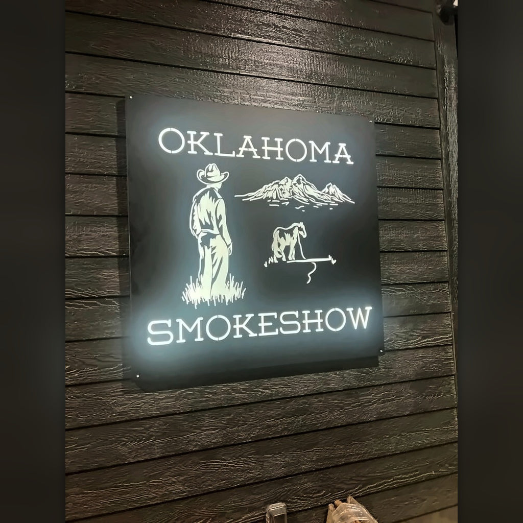 Oklahoma Smokeshow backlit wall sign