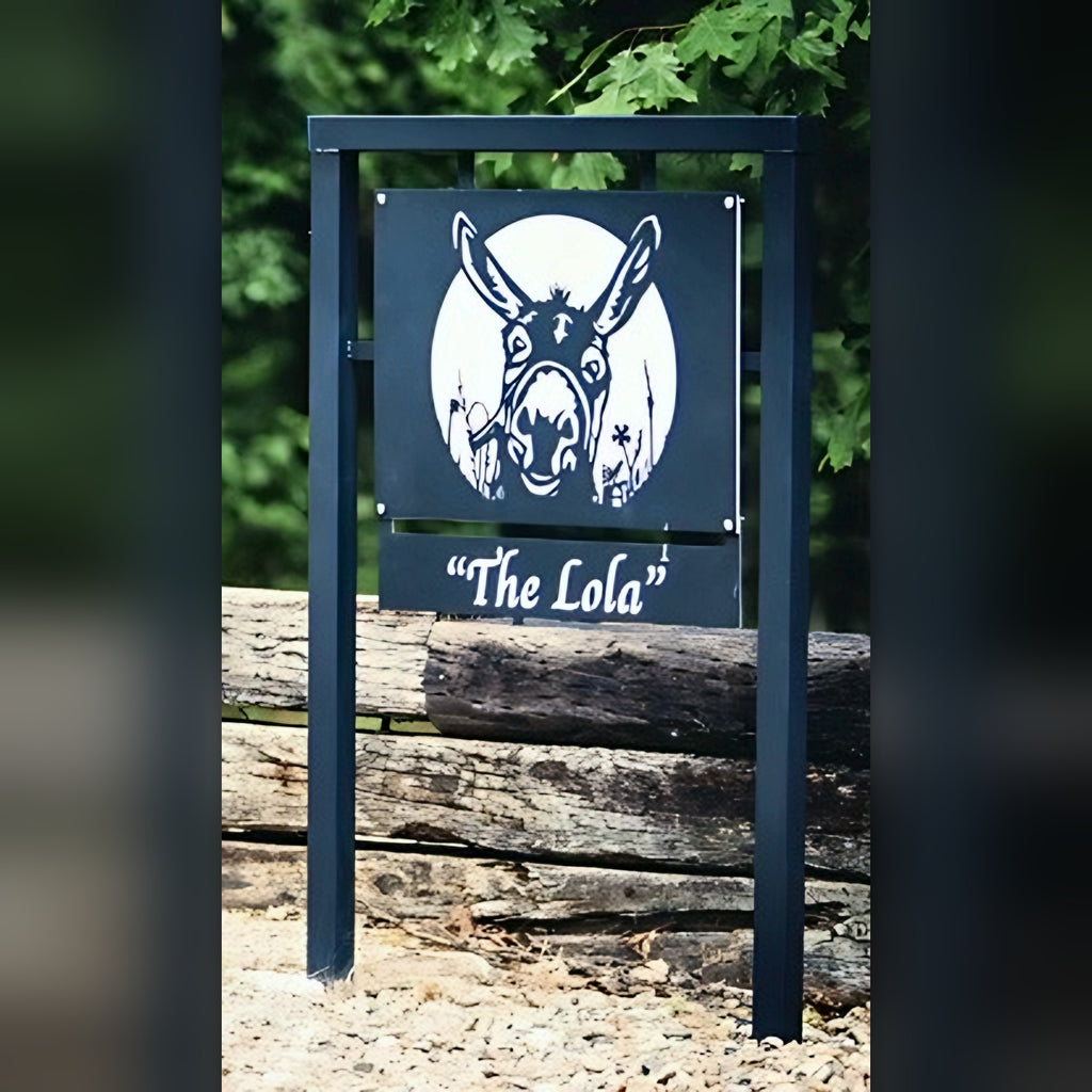 4x3 steel frame cabin road sign, The Lola