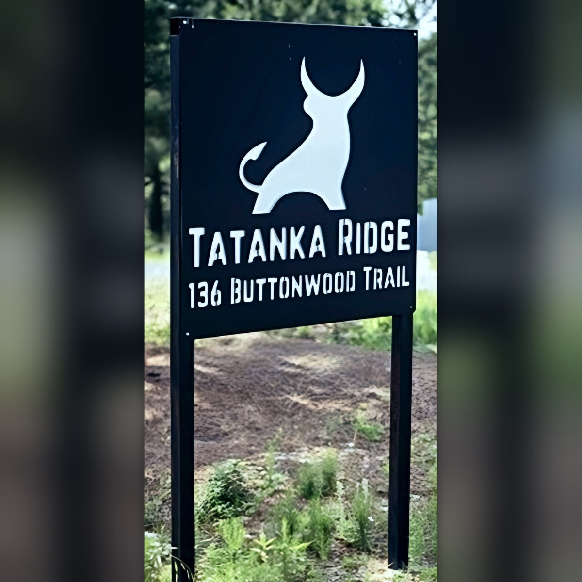 6x3 steel frame cabin road sign, Tatanka Ridge