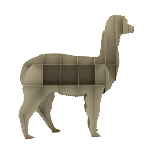 Alpaca steel sculpture, interlocking laser-cut steel ribs, on white