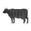 Bull steel sculpture, interlocking laser-cut steel ribs, on white