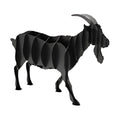 Goat steel sculpture, interlocking laser-cut steel ribs, on white