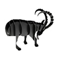 Ibex steel sculpture, interlocking laser-cut steel ribs, on white