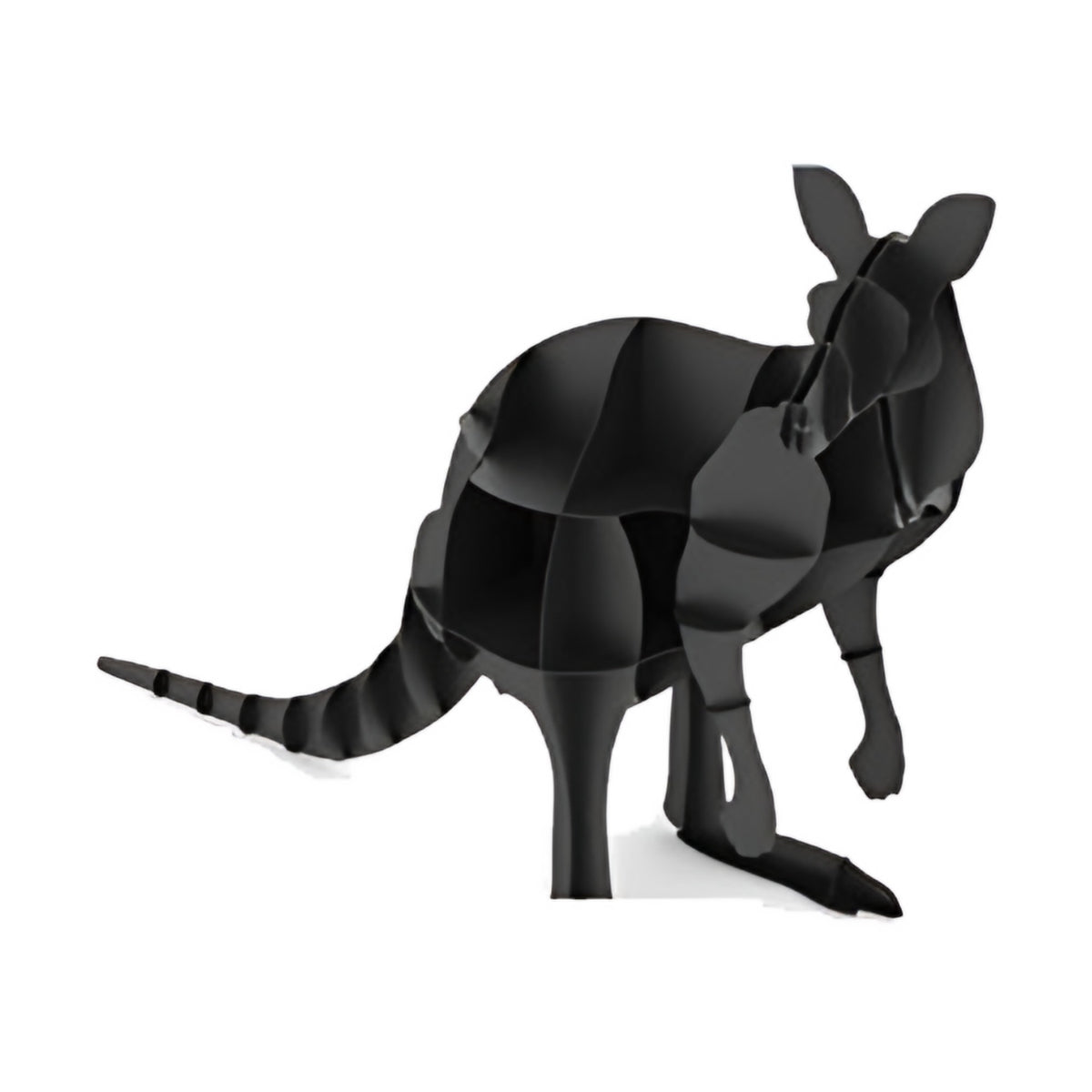 Kangaroo steel sculpture, interlocking laser-cut steel ribs, on white