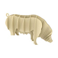 Pig steel sculpture, interlocking laser-cut steel ribs, on white