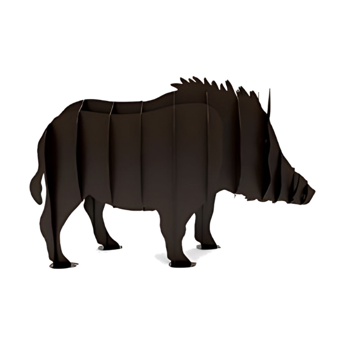 Wild Boar steel sculpture, interlocking laser-cut steel ribs, on white