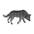 Wolf steel sculpture, interlocking laser-cut steel ribs, on white