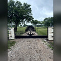 CNC tree emblem on steel driveway gate