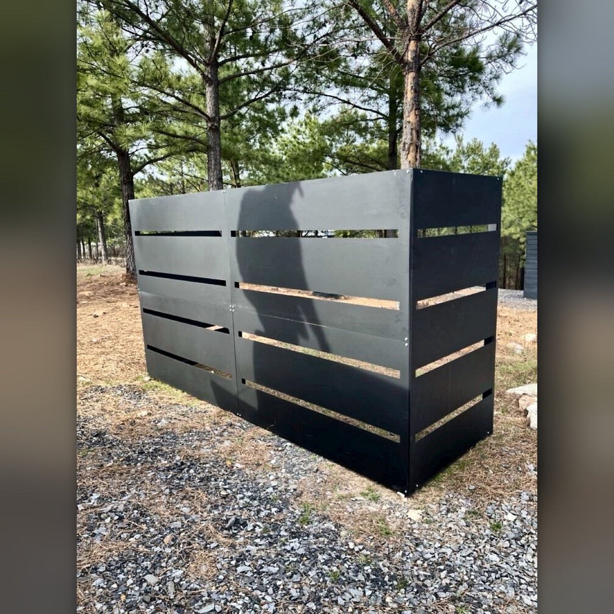 Black steel trash and AC concealer panel
