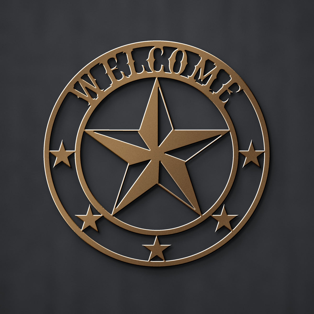 Texas Star Welcome Metal Sign in bronze powder coat
