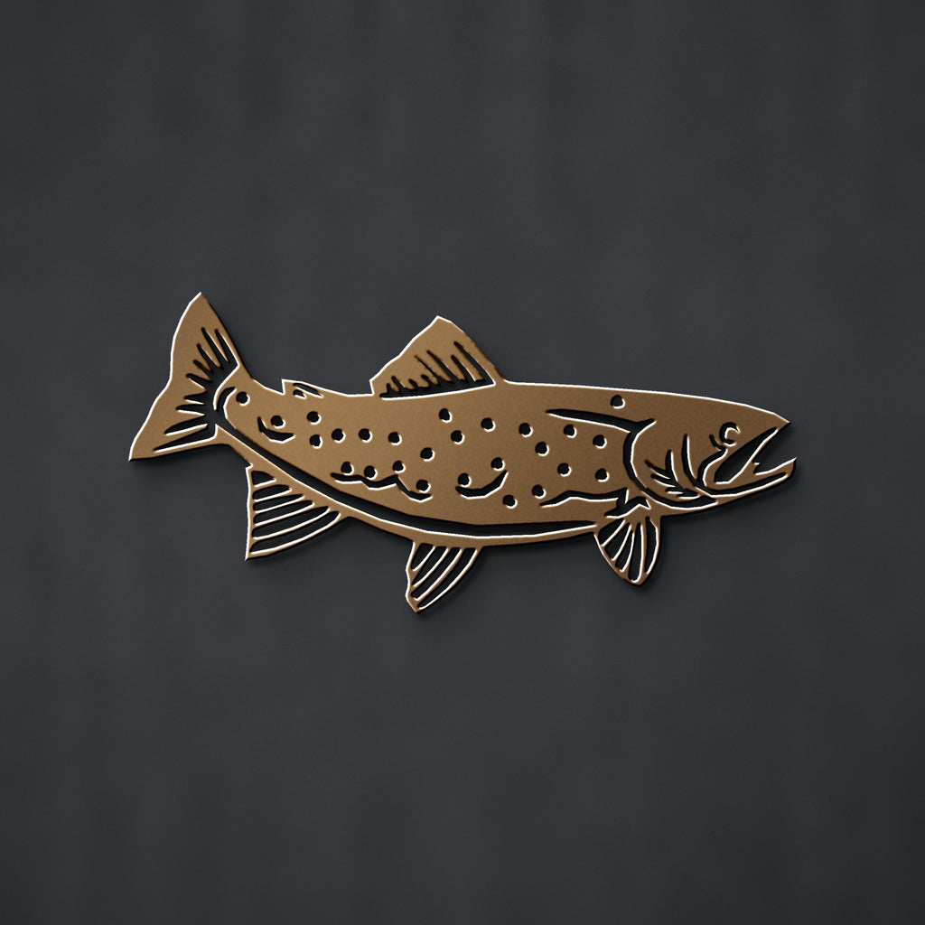 Trout Metal Wall Art in bronze powder coat