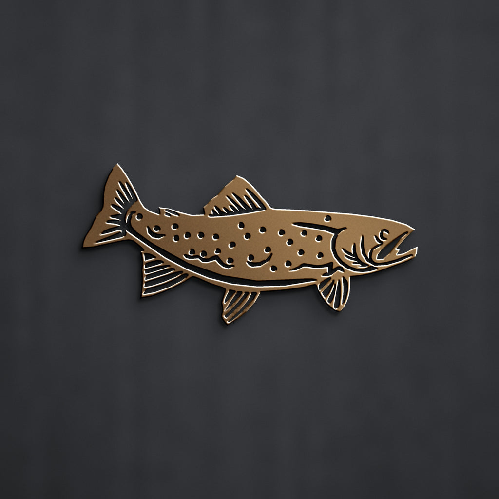 Trout Metal Wall Art in bronze powder coat, alternate view